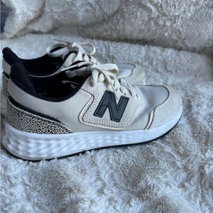 New Balance Cream and Black Athletic Shoes